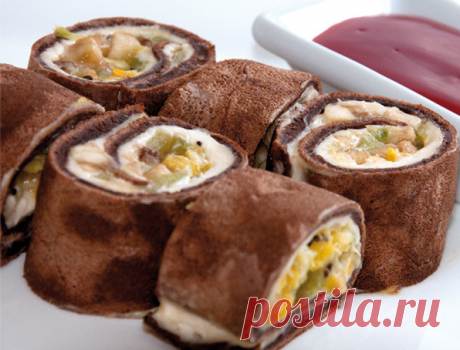 ШОКОЛАДНЫЕ РОЛЛЫ С ФРУКТАМИ И СЫРОМ МАСКАРПОНЕ