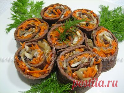 Рулетики из печени с грибами | Ваши любимые рецепты