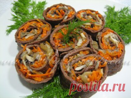 Рулетики из печени с грибами | Ваши любимые рецепты