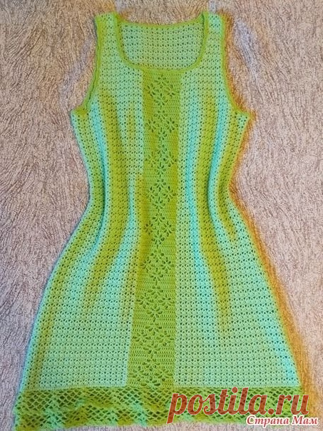 Летний сарафан

Сарафан по китайской схеме, только я вязала сверху вниз.
Нитки вискоза с хлопком, Семеновская 