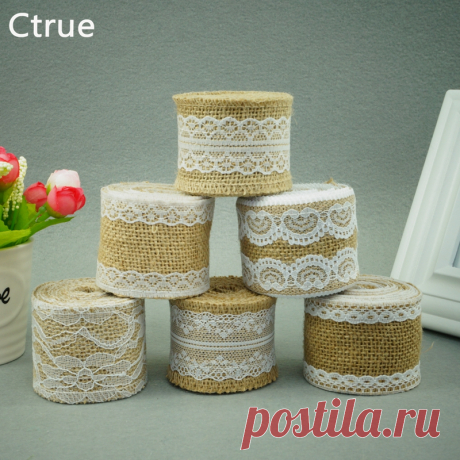 2 метра джут рулонов мешковины Гессе ленте с кружевом roll Vintage деревенский Свадебные украшения мешковины свадебный торт Топпер DIY орнамент купить на AliExpress
