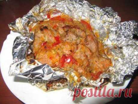 Мясо в фольге с овощами