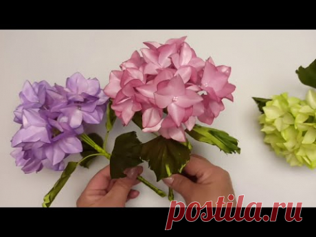 Ribbon's Delicate hydrangea/ Hortensia delicada de cintas/ Нежная гортензия из лент