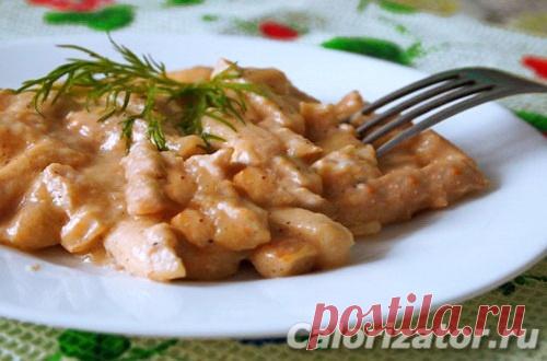 Бефстроганов из курицы в мультиварке - калорийность, состав, описание - www.calorizator.ru