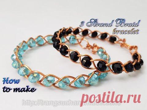 3 pulseira Strand Braid de fio de cobre e pequenos cristais - Como fazer jóias artesanais 488