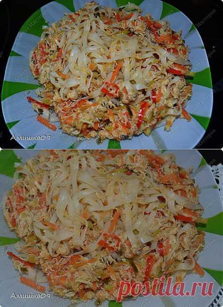 Рисовая лапша с курицей и овощами | Страна Мастеров