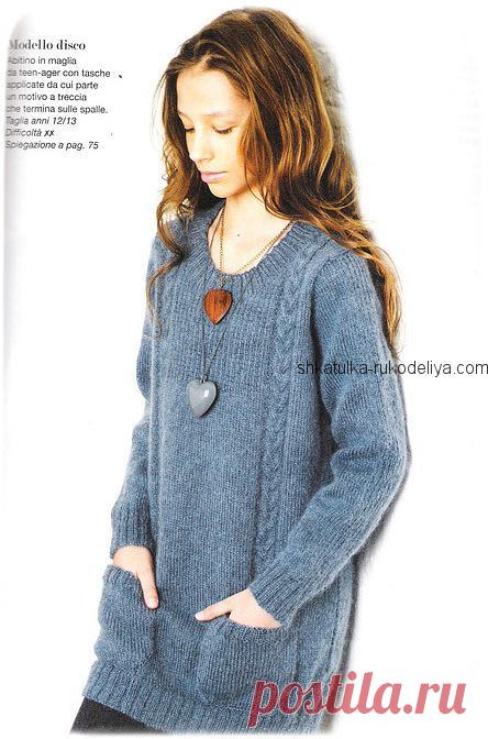 Туника Disco на девочку Туника Disco на девочку 12/13 лет. Стильная туника спицами с описанием для девочки подростка