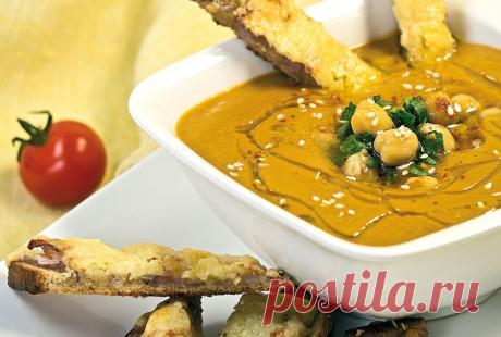 Нутовый (гороховый) суп-пюре с помидорами