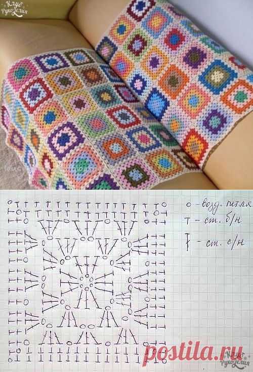 Вязаный плед к / Рукоделие