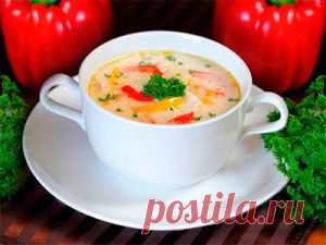 Сырный суп с болгарским перцем и курицей | Кулинарные рецепты на VoMenu.ru