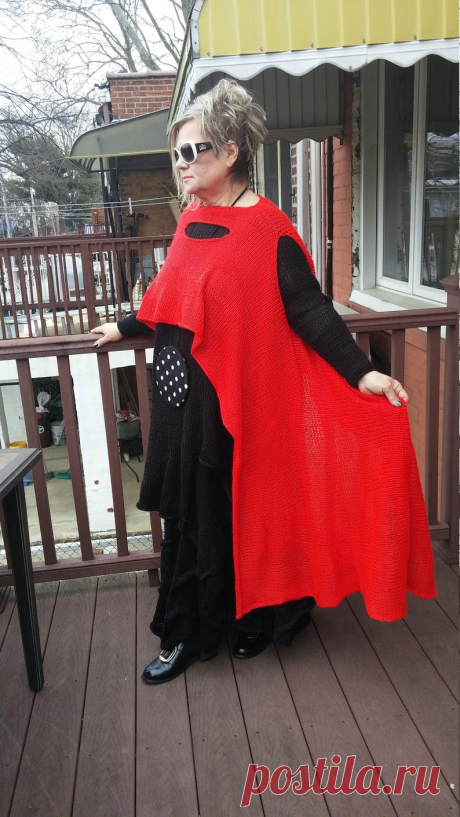 Handknitted Lagenlook Asymmetrical Long Red Vest | Etsy