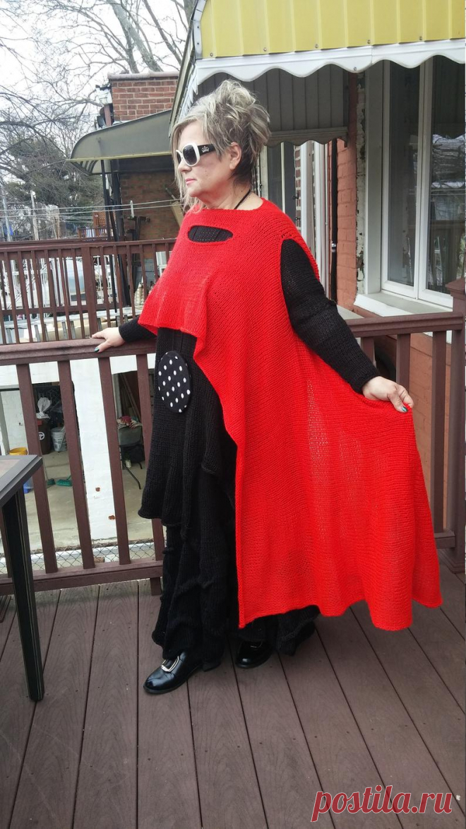 Handknitted Lagenlook Asymmetrical Long Red Vest | Etsy