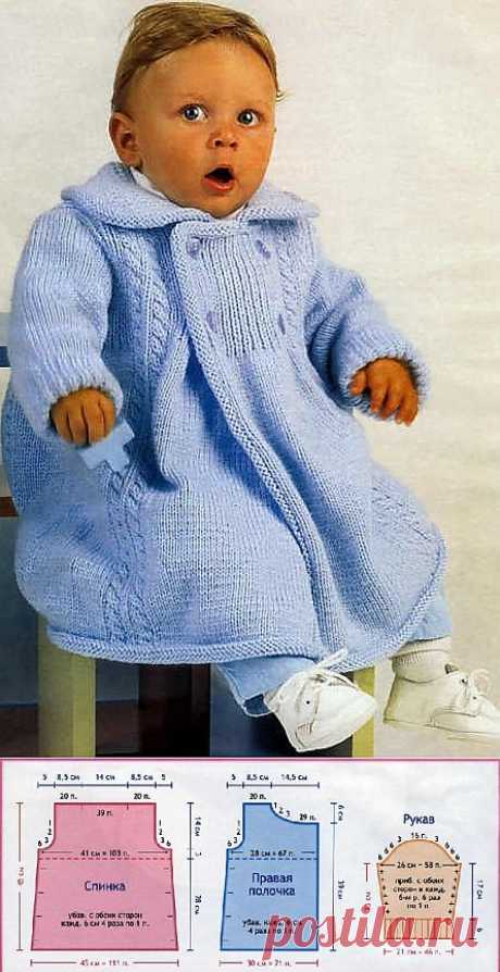 Вязаное спицами пальто детское. Схемы и описание. | razpetelka.ru