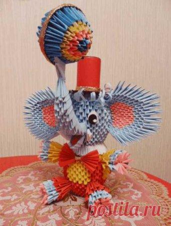 Модульное оригами: "Слоник-циркач"