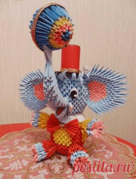 Модульное оригами: &quot;Слоник-циркач&quot;