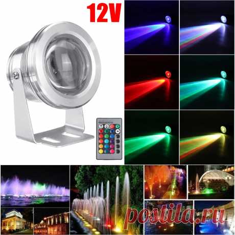 Dc12v 10w rgb led underwater light waterproof fountain pool spotlight with remote control Sale - Banggood.com