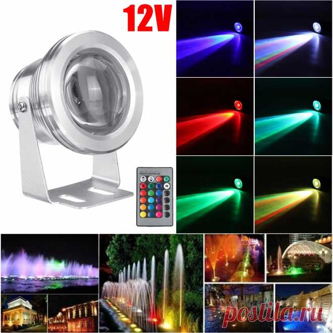 Dc12v 10w rgb led underwater light waterproof fountain pool spotlight with remote control Sale - Banggood.com