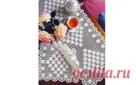 Вязаная салфетка с ромбами Вязаная салфетка с ромбами. Схема