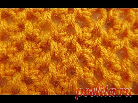 Узор ''Мелкие ажурные соты'' | Вязание спицами для начинающих
