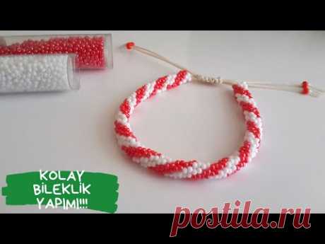 Hapishane İşi Görünümlü Kolay Bileklik Yapımı/ Tubular Peyote Stich/ Beading Bracelet Tutorial