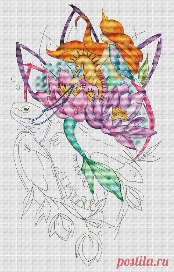 Подводный мир. Рисунок Эли Корицыной https://vk.com/koritsinaeleonora Процесс 
3 
Размер будет 130w X 226h крестиков 
(14 каунт, 23,6w X 41h cм). 
Будет палитра ДМС и ПНК. Крест, полукрест, возможно несколько петитов на лице, бэкстич (в основном счетный, дробного не мно. 
Expandir texto ...