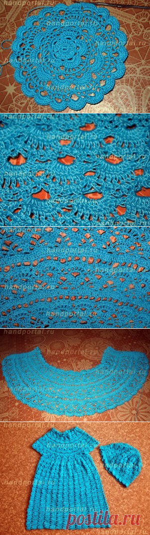 Как красиво связать платье для девочки крючком

Для вязания я взяла:

пряжу «Виолет» Ярнарт 282 м, 50 г, 100% хлопок;
крючкок 1,25 мм.
В написании мастер-класса будем использовать такие сокращения (мы их уже применяли вот тут):

ССН – столбик с накидом;
ВП – воздушная петля;
СБН – столбик без накида.