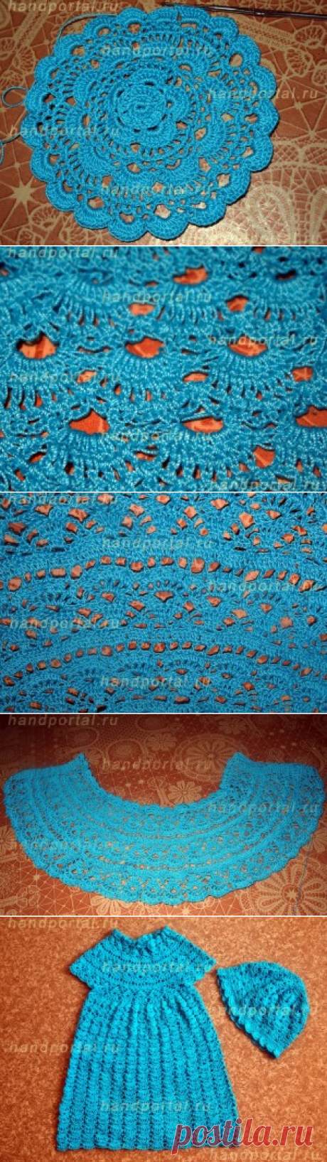 Как красиво связать платье для девочки крючком

Для вязания я взяла:

пряжу «Виолет» Ярнарт 282 м, 50 г, 100% хлопок;
крючкок 1,25 мм.
В написании мастер-класса будем использовать такие сокращения (мы их уже применяли вот тут):

ССН – столбик с накидом;
ВП – воздушная петля;
СБН – столбик без накида.