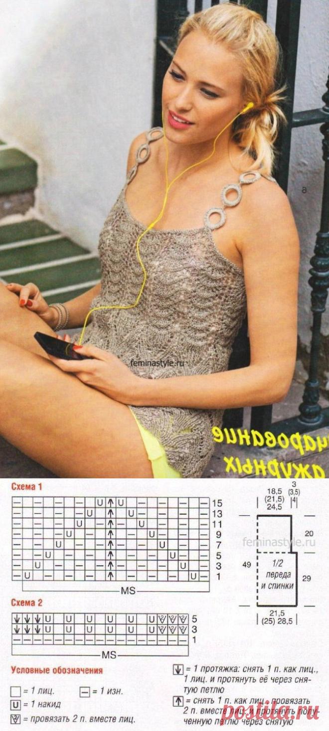 Топ с бретелями-кольцами связанный спицами / Рукоделие / Домоводство / Женские секреты / Женский стиль