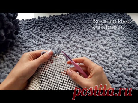 МЯГКИЙ, ПЛЮШЕВЫЙ КОВРИК СВОИМИ РУКАМИ ЛЕГКО И ПРОСТО! Пряжа  Alize "Puffy Fine Ombre Batik!