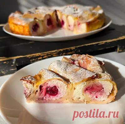 Рецепт блинной улитки с творогом