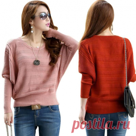 Женщины сплошной полые бита без тары верхняя одежда воротник хомут длинная рукавами пуловер свитер LY137 купить на AliExpress