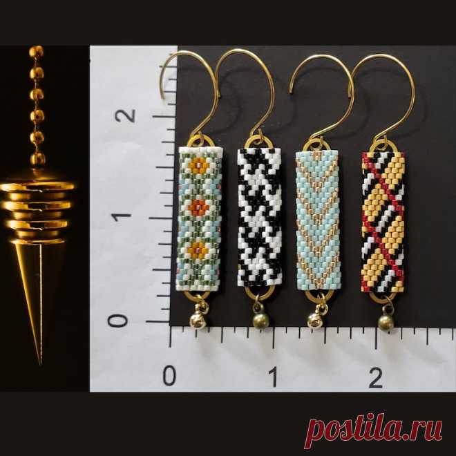 Beaded Dangle Drop Pendulum Earrings, French Hook Ear Wires, Miyuki Delica Beads, Brass Oval Links, Peyote Stitch, Great Every Day Gifts - Etsy
