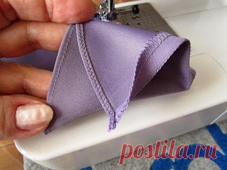 Узкая подгибка края изделия. Обработка горловины и пройм