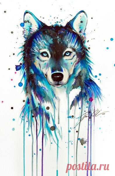Dark Wolf signed Art Print | Etsy