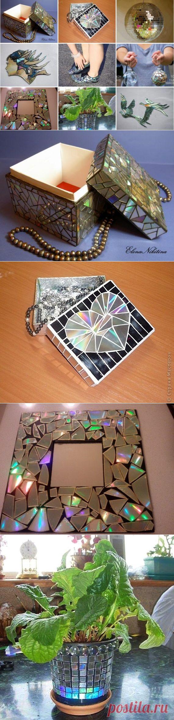 Мозаика из старых компакт-дисков.