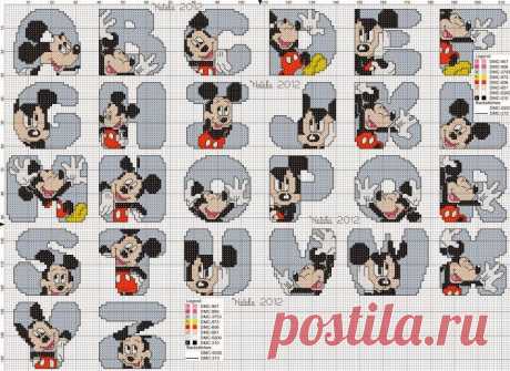 Delicado Cantinho: Gráficos Ponto Cruz &quot;Monogramas Mickey e Minnie&quot;