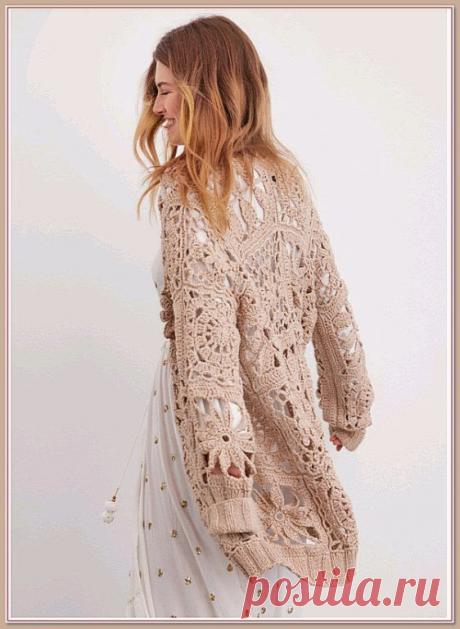 Кардиган крючком из мотивов (lanagrossa_ru)