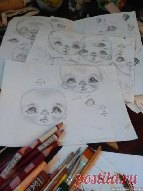 Роспись лица текстильной куклы. Мастер класс от Елены Конновой [15 этапов] / Текстильная кукла / Бэйбики. Куклы фото. Одежда для кукол