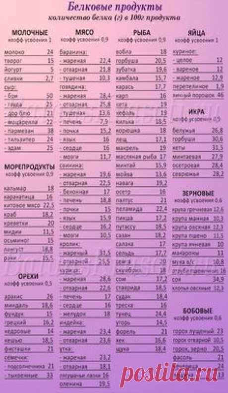 Полный список белковых продуктов
