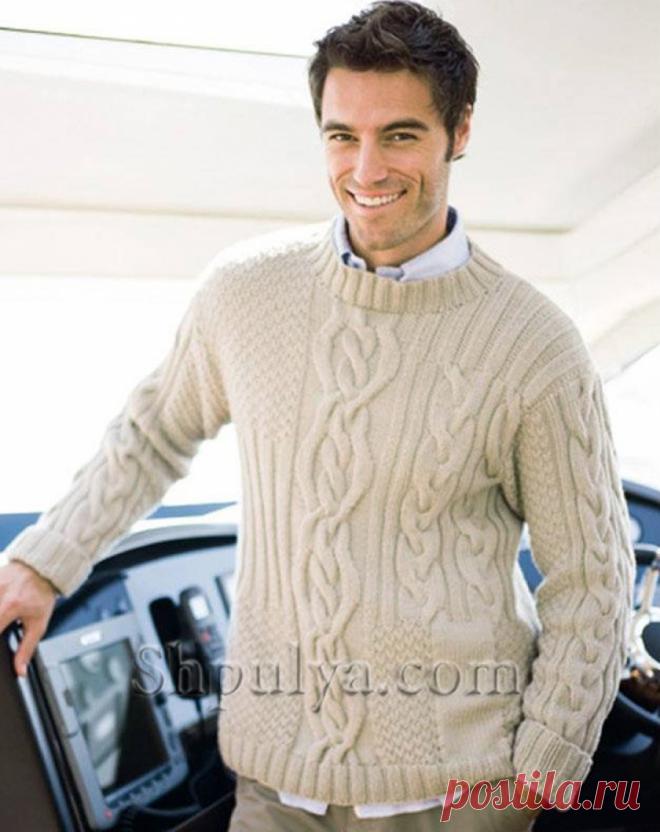 Мужской пуловер с фантазийным узором.
