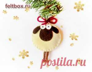 "Овечка" из фетра - игрушка на елку своими руками. Выкройка | Felt Box