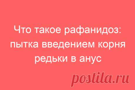 Что такое рафанидоз: пытка введением корня редьки в анус