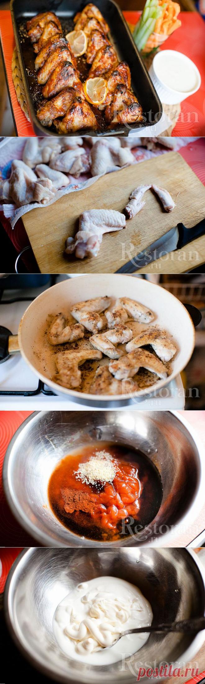 Рецепт: Куриные крылья в духовке с соусом блю чиз