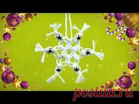 Easy Macramé Snowflake with Beads | Tutorial by Macrame School