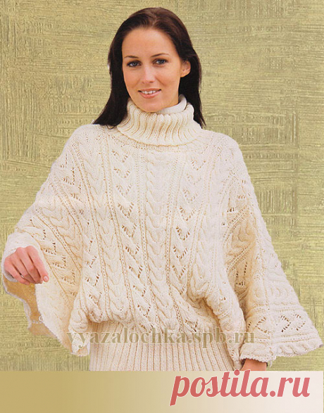 Пуловер с рукавами Летучая Мышь спицами | ЕЛЕНА ВЯЗАЛОЧКА — Вязание Спицами и Крючком | Лучшие Схемы и Модели Бесплатно