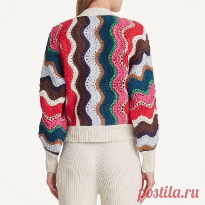 Узор «павлинье перо» или «ажурные волны»: 5 интересных идей вязания плечевого изделия | Вяжем вместе! | Дзен