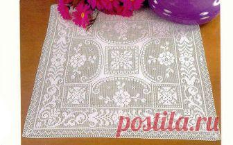 Большая квадратная салфетка Большая филейная квадратная салфетка. Схема