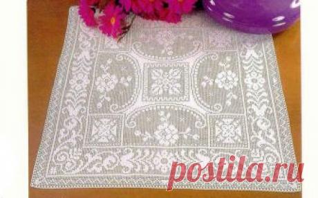 Большая квадратная салфетка Большая филейная квадратная салфетка. Схема