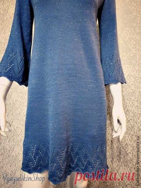 Вязаное платье  &quot; Небесные искорки&quot; - голубой,платье,платье вязаное,Платье нарядное