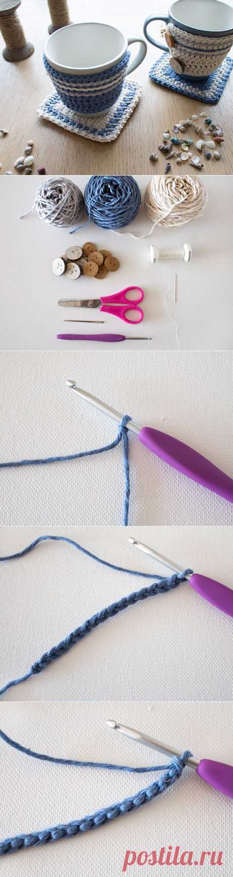 Подставки под чашки)Связать крючком.